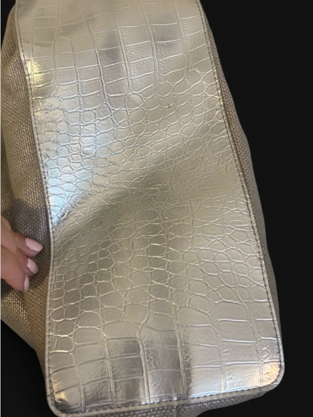 Michael Kors Metallic Beige Tote with Logo Plaque - Picture 5 of 5